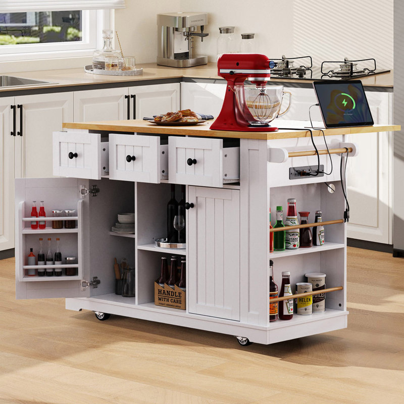 Allycia 53'' Kitchen Island With Drop Leaf, White