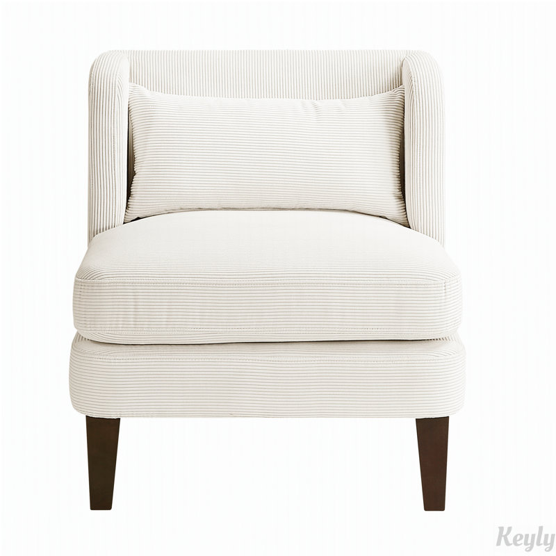 Elodie 27.5" Mid-Century Modern Armless Accent Chair, Beige Polyester