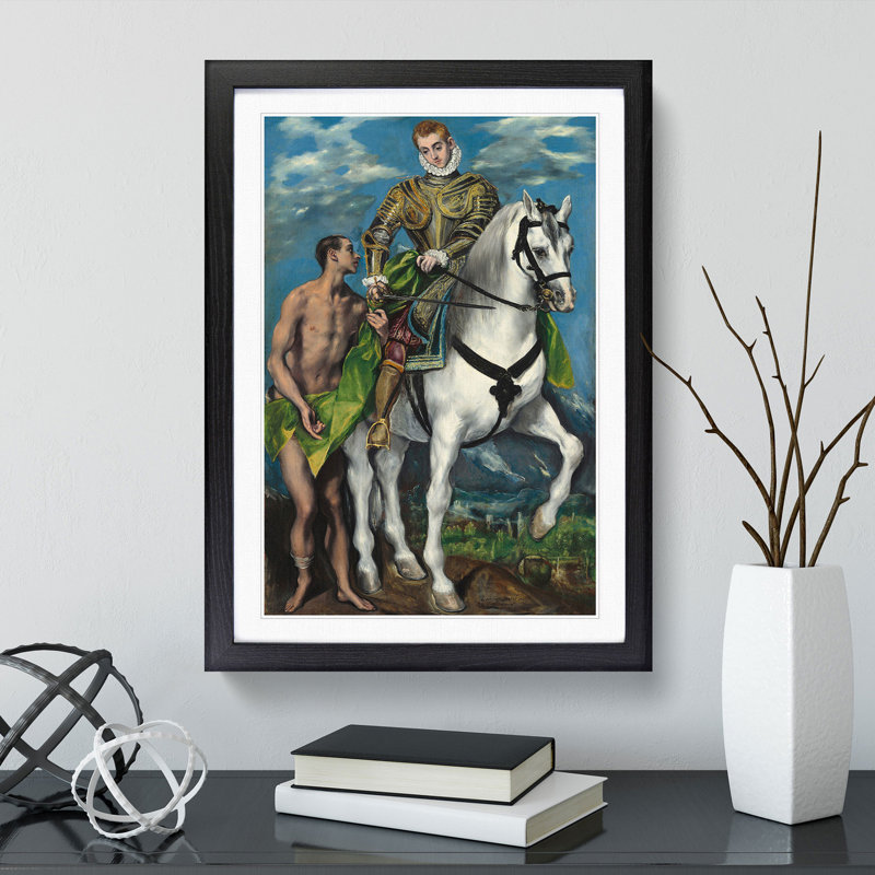 Saint Martin and the Beggar by El Greco - Picture Frame Painting, Black Framed, 48cm H x 36cm W x 2cm D