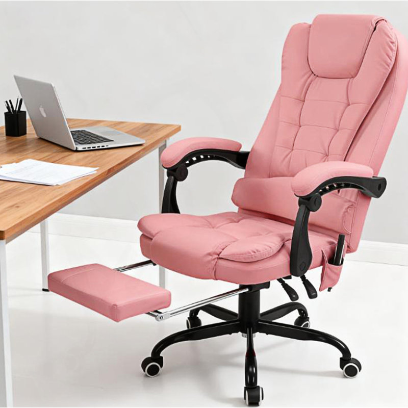 Fauteuil de massage vibrant à 7 points, fauteuil de bureau à massage à haut dossier, Pink