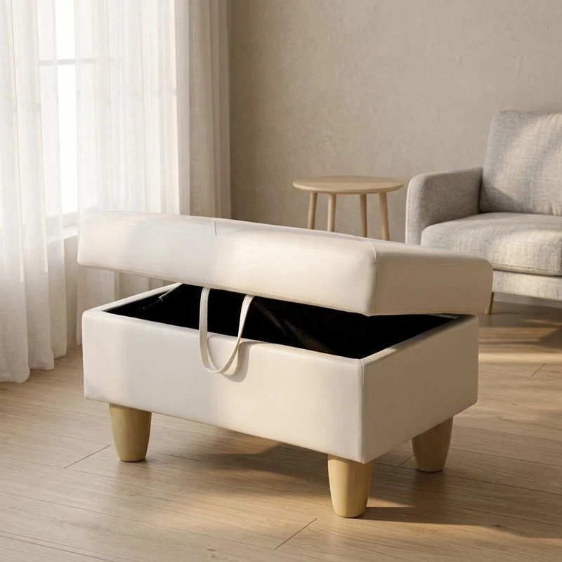 Ensemble de canapé de salon et repose-pieds 28,5 pouces en flanelle blanche