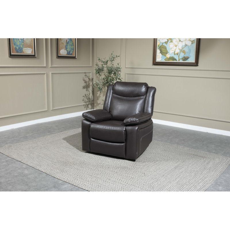 Modern PU Leather Upholstered Motion Recliner with Pillow Top Armrest, Back Cushions, Brown