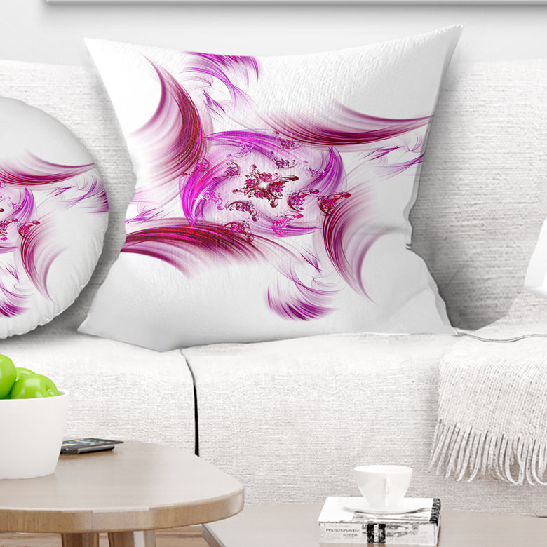 Vitrail multicolore - coussin imprimé floral, 16 po x 1 po, Mauve / Blanc, Coussin décoratif