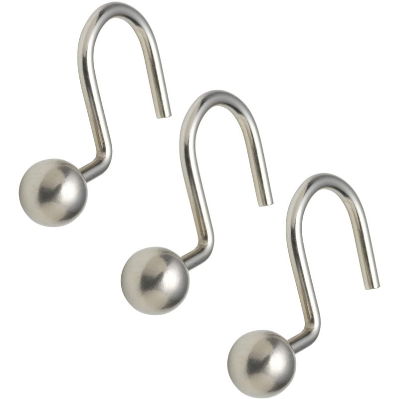 Nickel Ball Metal Shower Curtain Hooks