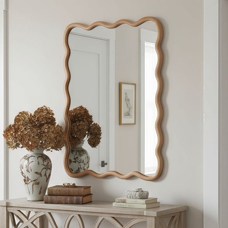 Miroir décoratif Wavy, Naturel, 30" H x 40" W