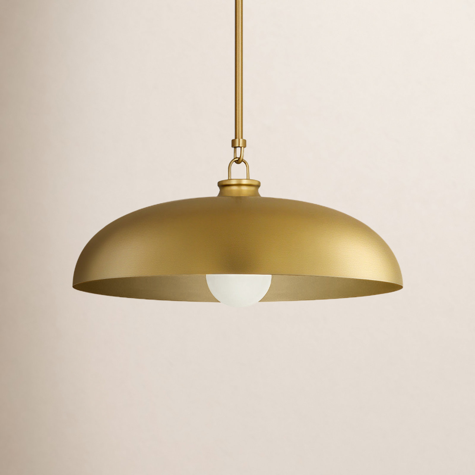 1-Light 15.7"W Dimmable Dome Kitchen Island Pendant ETL Certified, Brass Gold