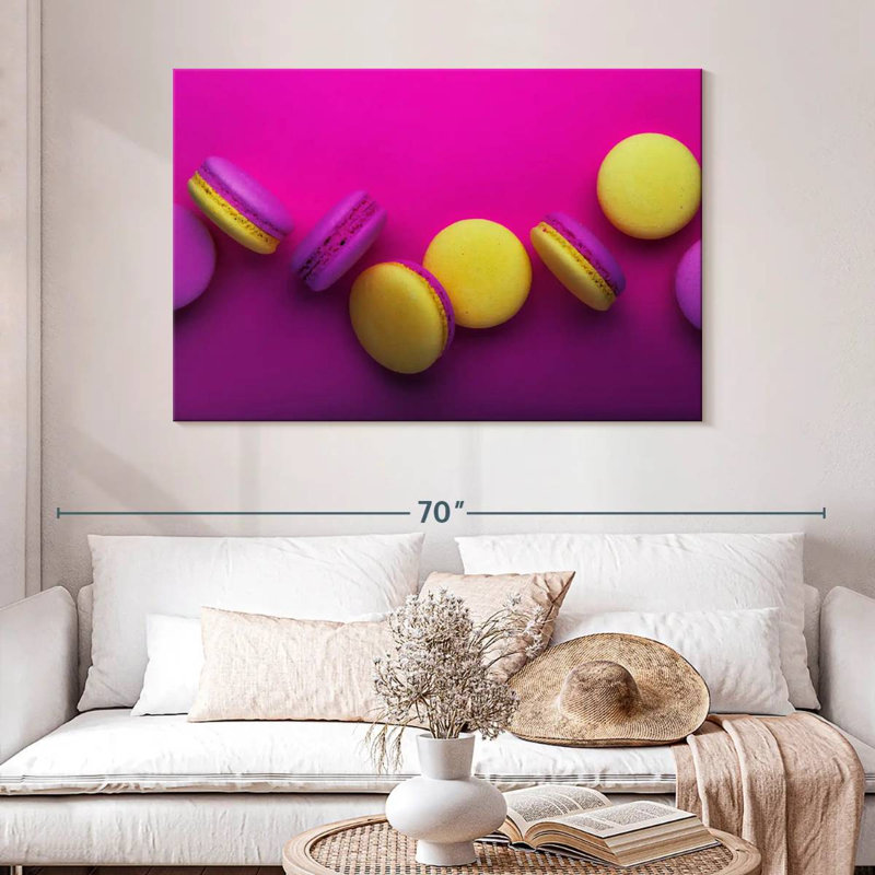 Yarlin - magenta et macarons jaunes, H 32 po x l 48 po