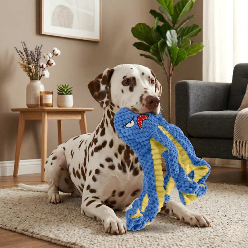 Jouet interactif pour chien Octopus, jouet de saut automatique durable, jeu de tir à la corde Squeaky, USB rechargeable (pas pour Power Cheillers), bleu