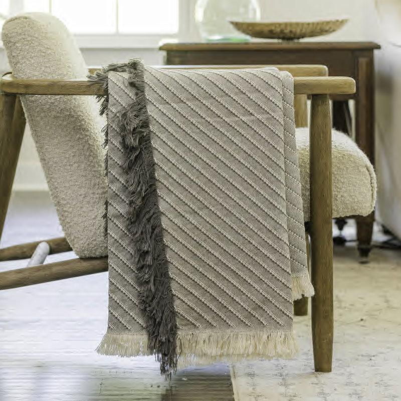 Jeté tissé 46 x 67, Gris à rayures