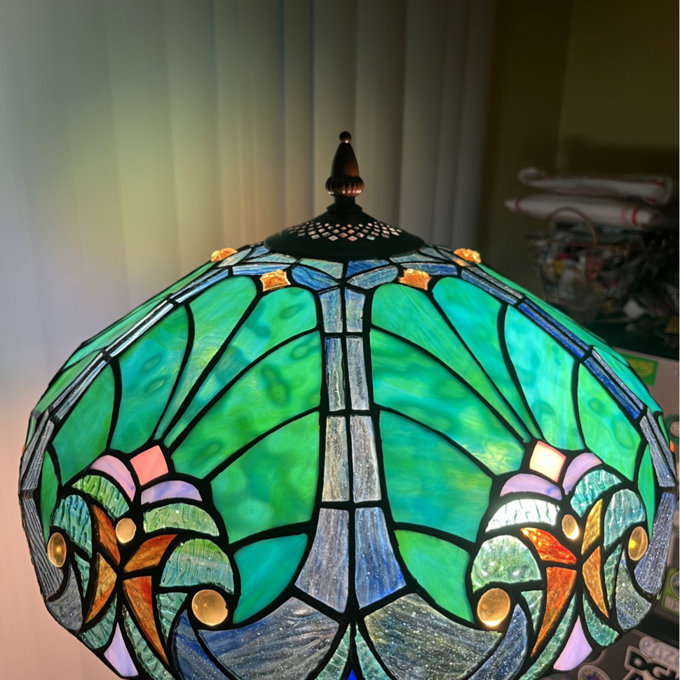 Tiffany Floor Lamp,Stained Glass Lamp Shade,Vintage Antique Style Standing Double Light