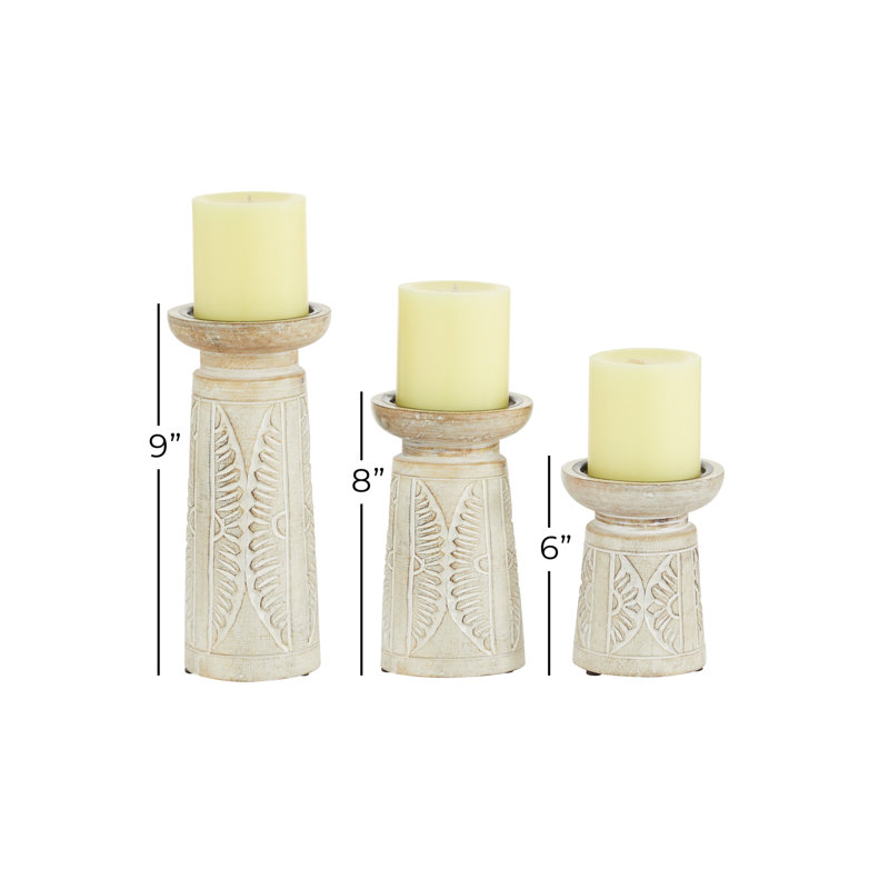 9.90'' H Wood Tabletop Candlestick