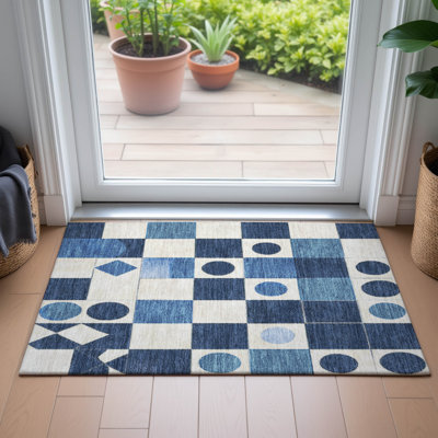 Tapis géométrique intérieur / extérieur lavable à la machine Braithwaite ACN2181