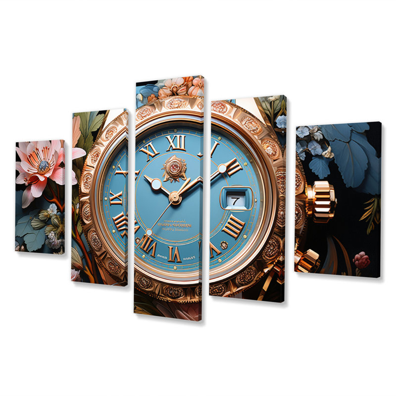 Rose Gold Luxury Watch - impression sur toile tendance - 5 panneaux