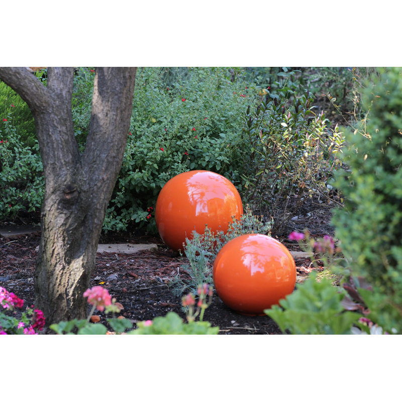 Sphère décorative (abricot vif) - Céramique cuite à la main, 12.0", Abricot vif