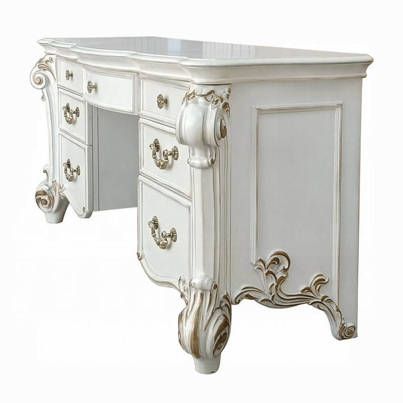 Vendome 7-Drawer Vanity Desk, Antique Pearl
