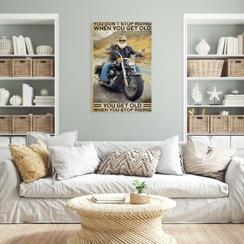 You Get Old When You Stop Riding - 1 Piece Rectangle Graphic Art Print On Wrapped Canvas, H 36 po x l 24 po x P 1,25 po