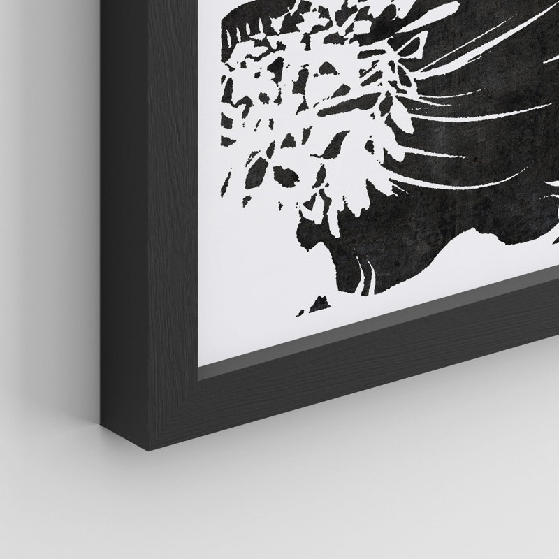 «Black Sunflowers Floral Botanical», impression sur papier 4 pièces, H 14 po x l 11 po, Noir
