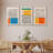 Abstract Vibrant Color Blocks " Mid-century Modern Multicolor Block Colorful Framed Abstract Geometric Canvas Print Wall Art " 3 - Pieces-75848667-75848671
