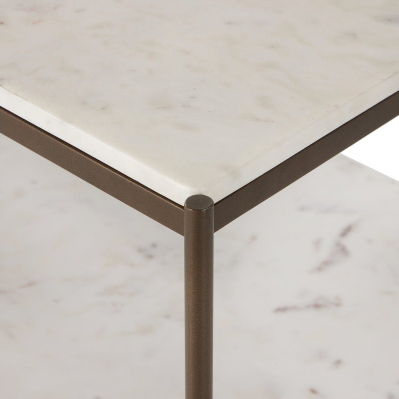 Felix Large Console Table - Antique Brass, Polished White Marble