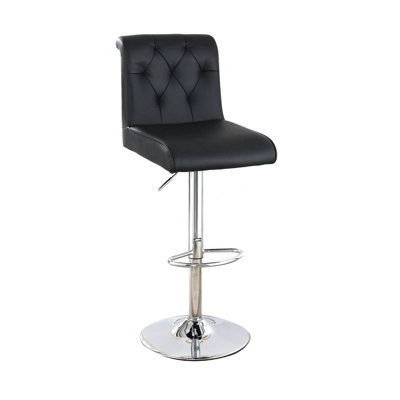 Tabouret de bar réglable à dossier capitonné à boutons roulés, ensemble de 2, brun