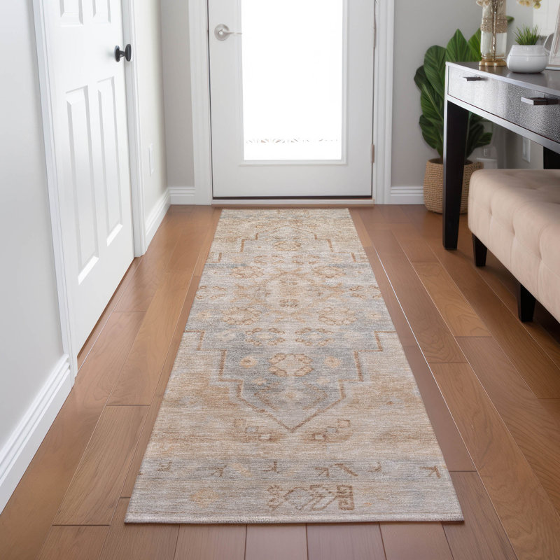 Machine Washable Indoor/Outdoor Xhevrie Copper Rug, Runner 2'3" x 7'6"