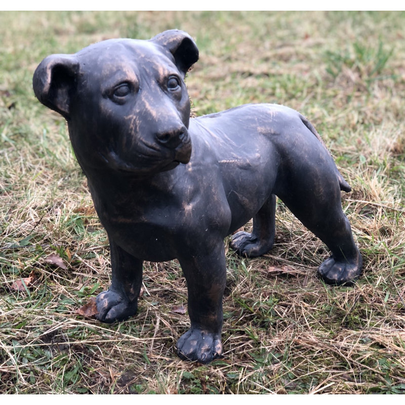 Larae Dog Weather Resistant Concrete Garden Statue, Bronze