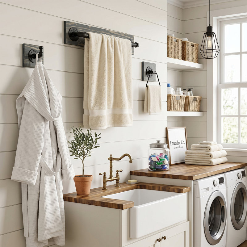Ensembles de quincaillerie décorative pour salle de bain en bois gris et noir