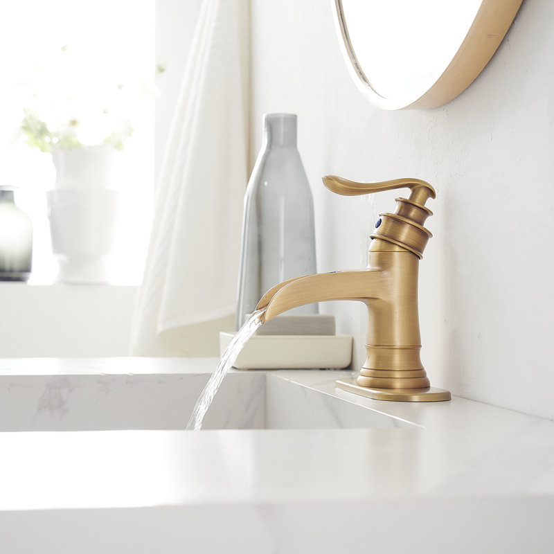 Single-handle Bathroom Faucet with Drain Assembly, Antique Brass