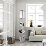 Jarold 63.7" Column Dimmable Floor Lamp with Shelves & Remote Control & USB Charging Station