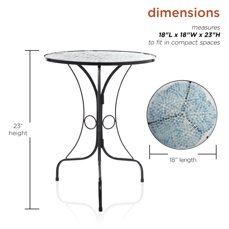 Abdoul Round Glass Outdoor Bistro Table