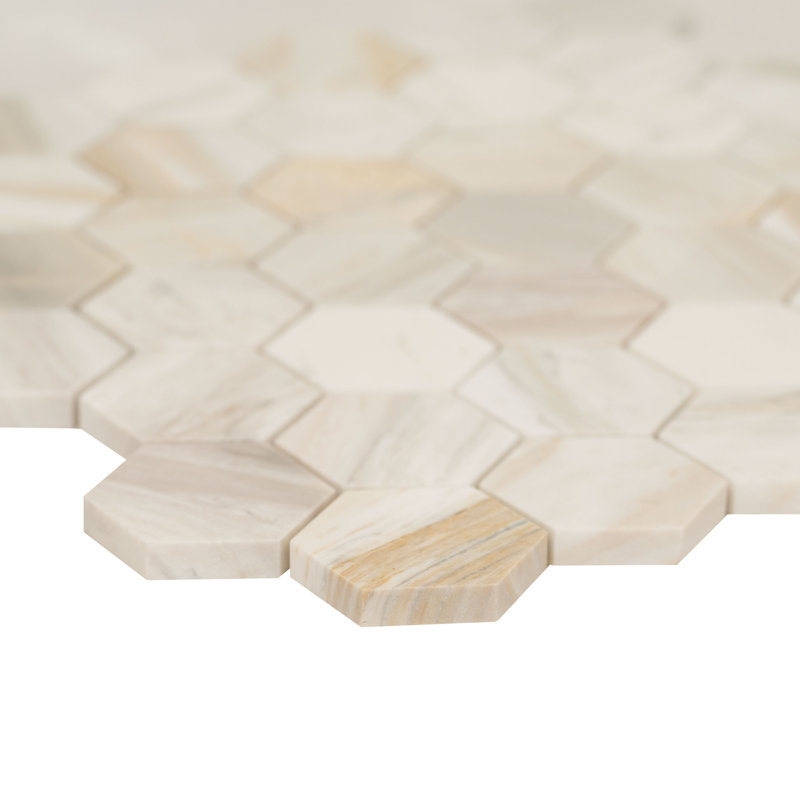Selene Oro Hexagon 12 in. x 12 in. Honed Marble Mosaic Floor and Wall Tile
