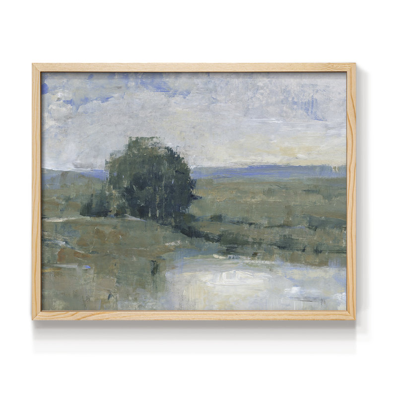 Riverbank Impression I - Reproduction encadrée - Restickable, Naturel, H 11 po x l 14 po