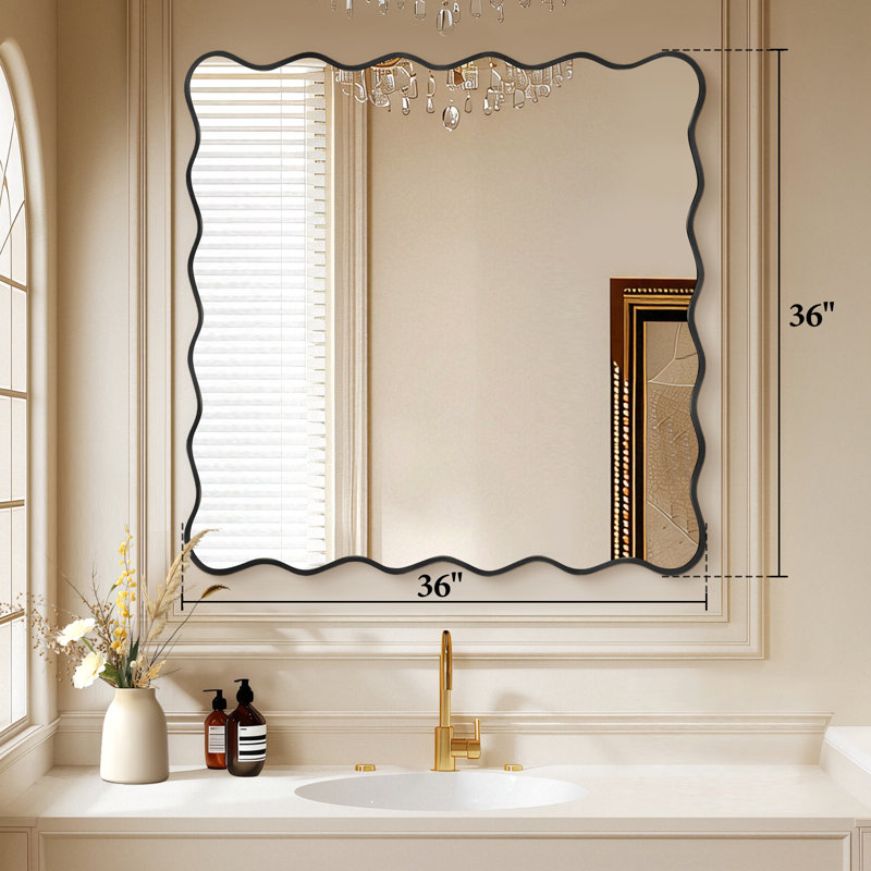 Miroir mural, Noir, 36 po x 36 po