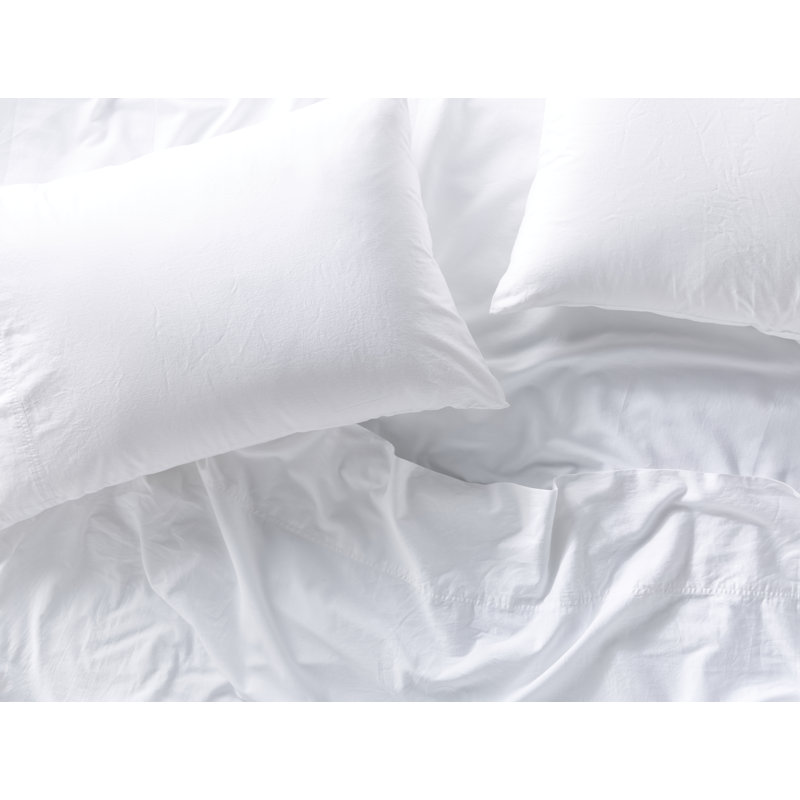 Drap-housse en satin de coton doux Cloud, Blanc alpin, Très grand