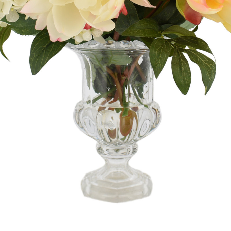 Mixed Peony And Hydrangea Bouquet In Pedestal Vase, White