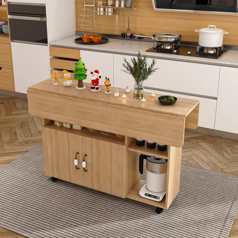 Table pliante multifonctionnelle avec tablettes et roulettes de rangement, table de salle à manger pliable de 47 pouces pour les petits espaces, bureau compact pour la cuisine, dortoir, bureau
