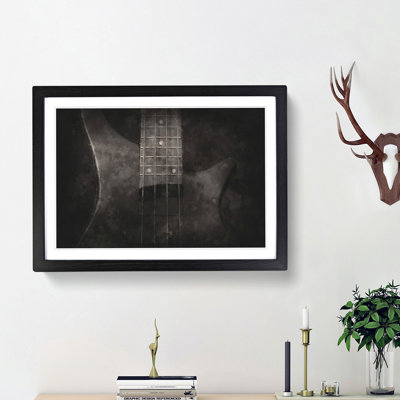 Top of a Black Bass Guitar - Picture Frame Painting Print
