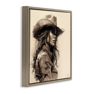 «Stoic Cowgirl Look Away Floater», art mural sur toile par RB