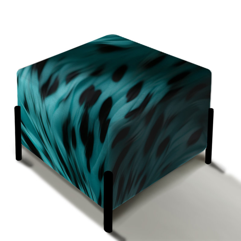 Turquoise et noir - repose-pieds carré abstrait