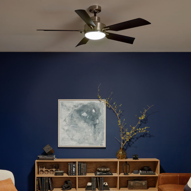 54'' Ceiling Fan with LED Lights, Brushed Stainless Steel