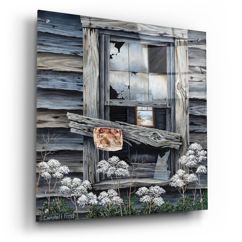  «Keep Out» par Campbell Frost, art mural en verre acrylique, 24 po x 24 po