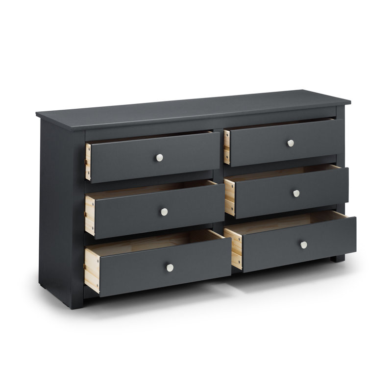 Payeur Solid Wood 140cm W 6 - Drawer Chest of Drawers, Anthracite