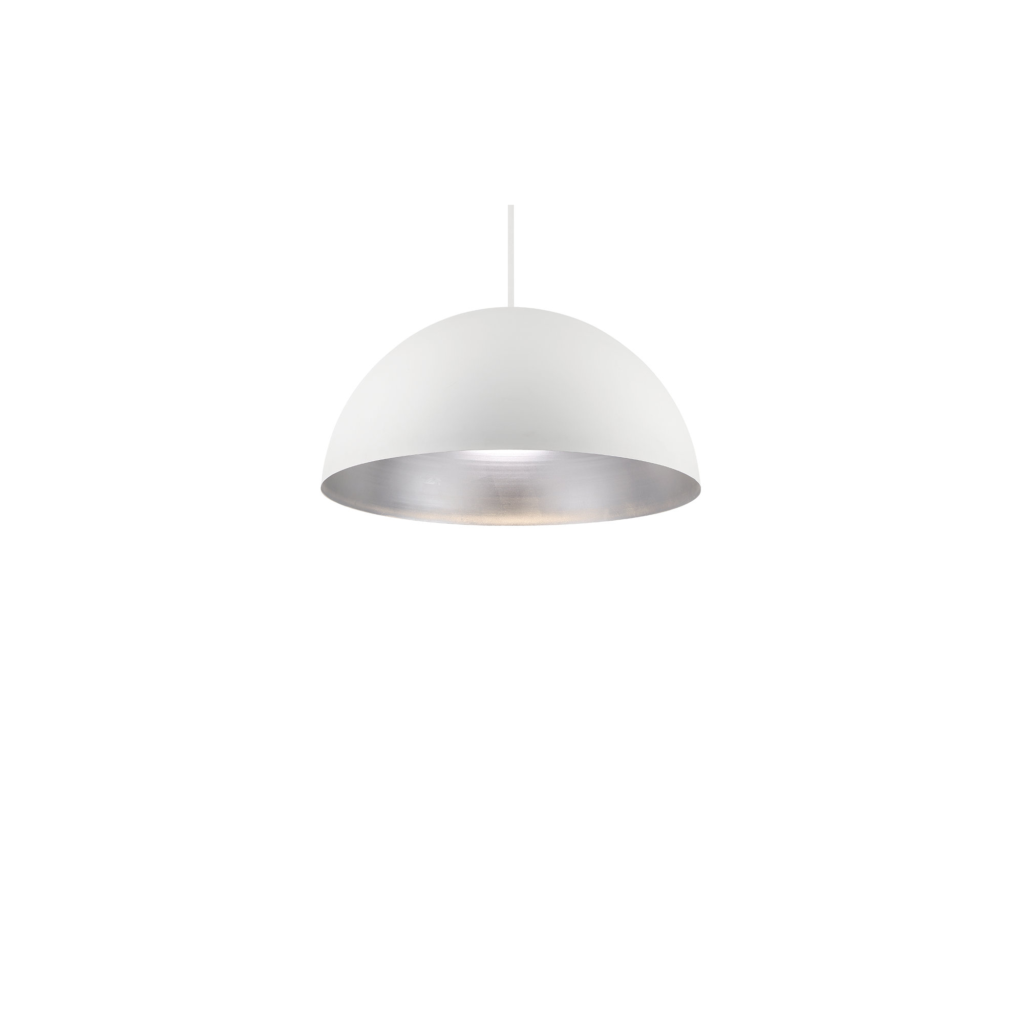 Yolo Single Light Metal Dimmable LED Pendant, 12.125" H x 23.63" W x 23.63" D, Silver