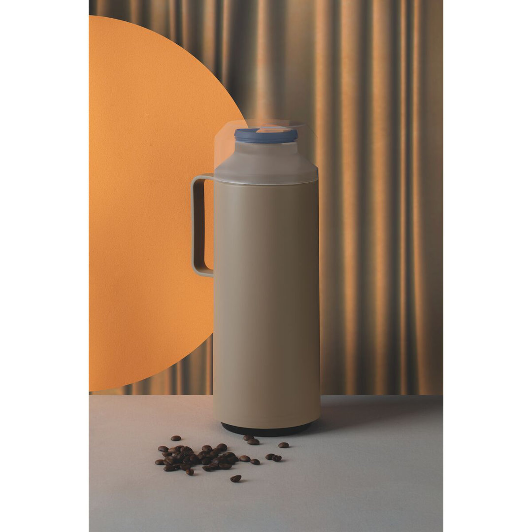Tramontina 1L Thermal Flask Vacuum Insulated Glass Interior Cup Lid Beige - Image 3