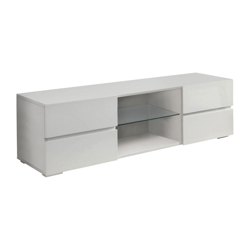 Console à 4 tiroirs blanc brillant