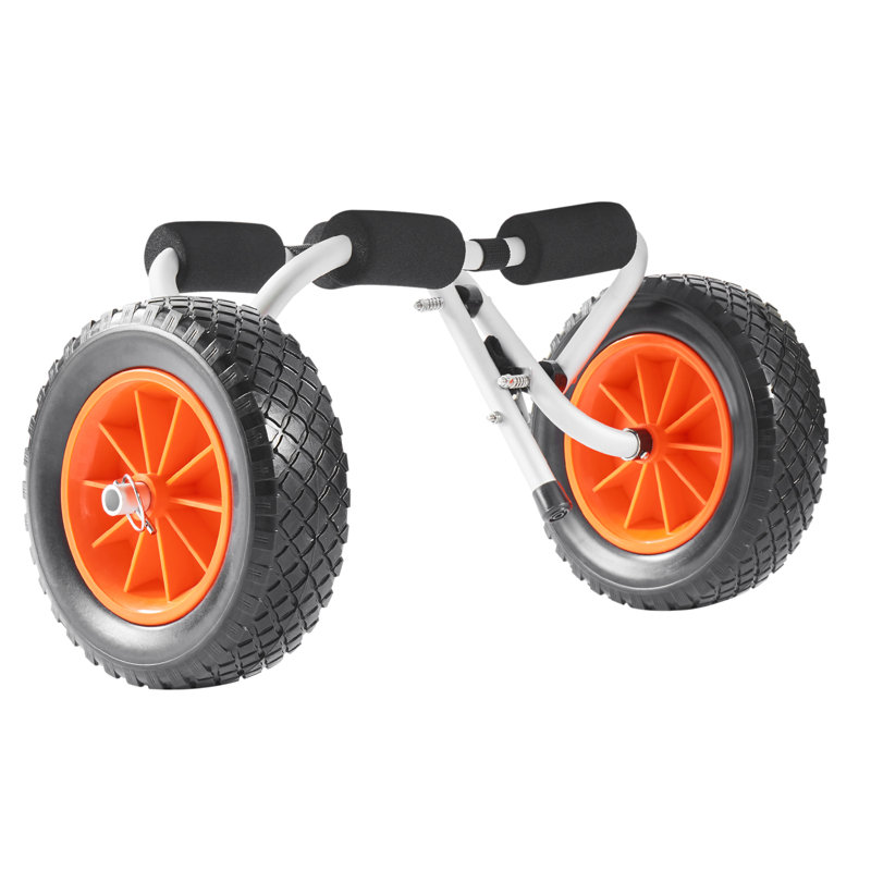 Chariot de kayak, capacité de charge de 200 lb, chariot de kayak pliable avec pneus en caoutchouc solide de 10 pouces et 1 sangle à cliquet, chariot à planche à pagaie pour transporter des kayaks, des canots, des planches à pagaie, des tapis flottants, des bateaux Jon