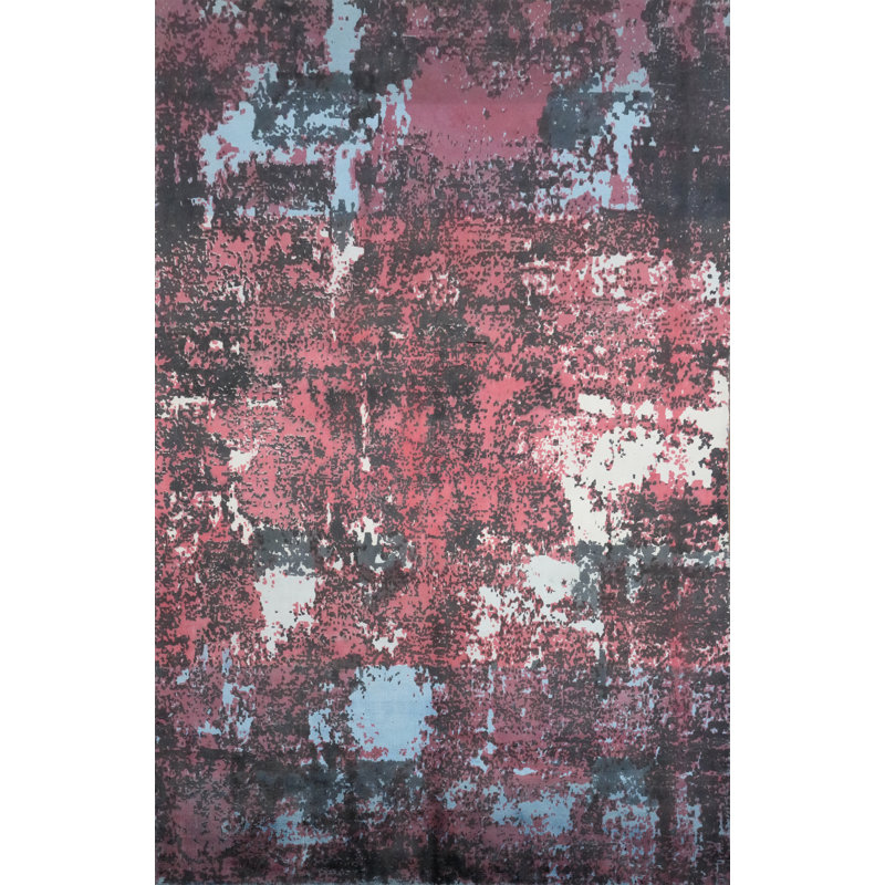 Distressed Look Abstract Area Rug 5x8