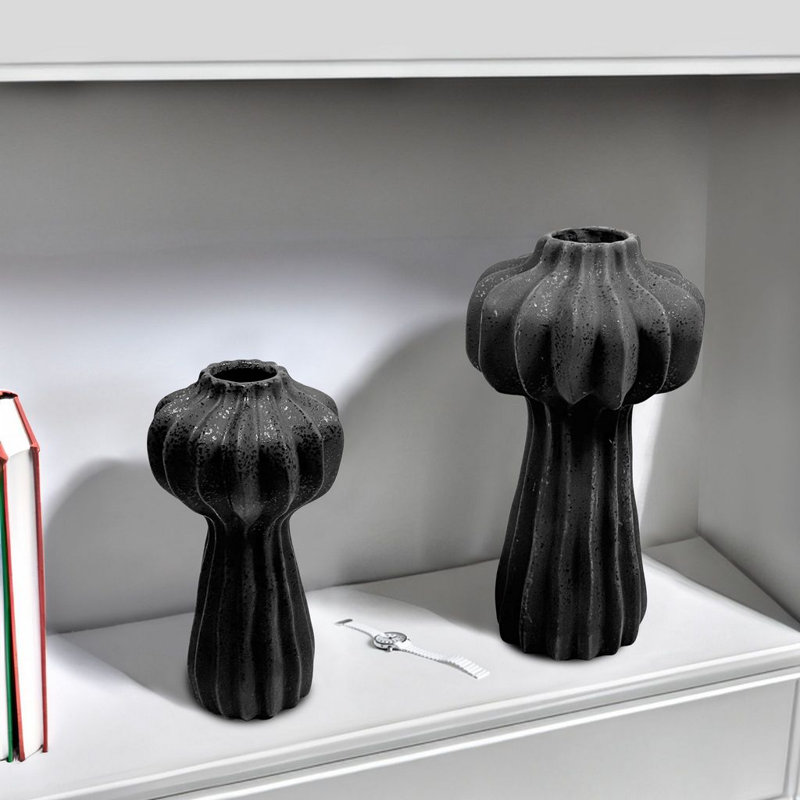 Ensemble de deux grands vases en céramique | | Corrigan Studio® - Luxe simplifié, Noir