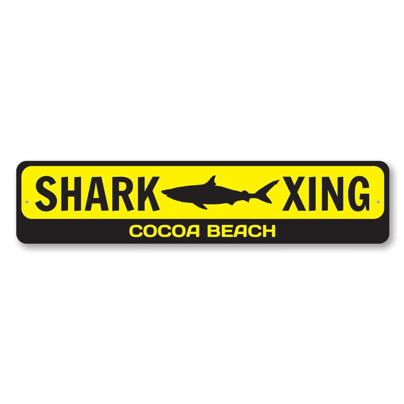 Plaque en aluminium Shark Crossing, H 6 po x l 24 po x P 0,063 po