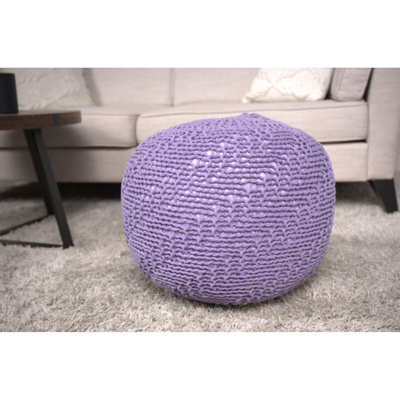 Pouf tricoté en coton lavande Spellbind - ou coussin de sol capacité de poids de 200 lb option décorative